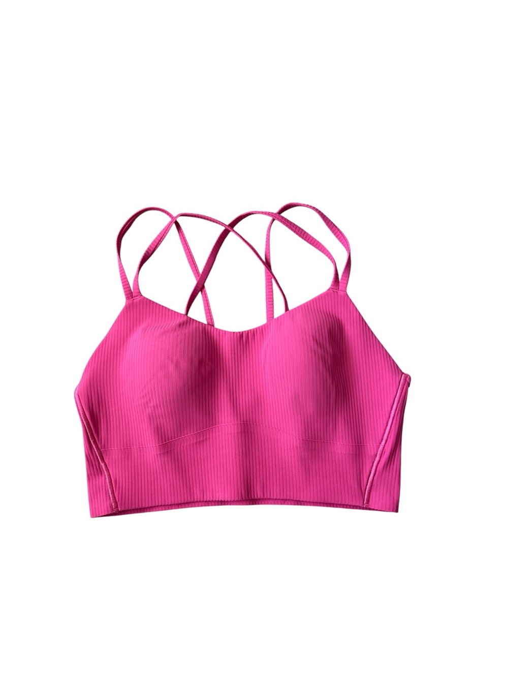 Lululemon Like A Cloud Longline Bra Size 6 Pink Ribbed Strappy Women’s